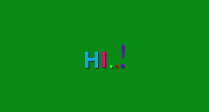 Minimalist colorful hi greeting text animation on green background. Animation of typography motion graphic video. HI text animation.