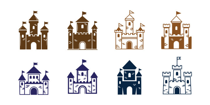  Collection of Vector Castle Illustrations - Brown and Blue Versions