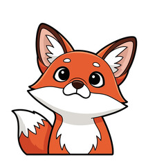 Obraz premium Cute cartoon red fox character illustration.