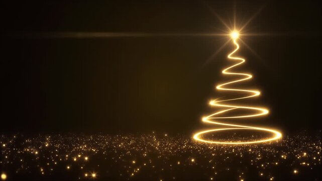 Long exposure light trail forming Christmas tree shape over cityscape at night