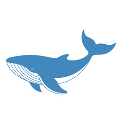 Fototapeta premium Blue whale icon illustration marine life.