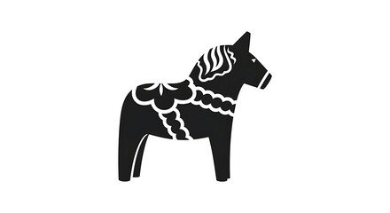 Fototapeta premium Swedish Dala Horse Silhouette - Traditional Folk Art Icon.