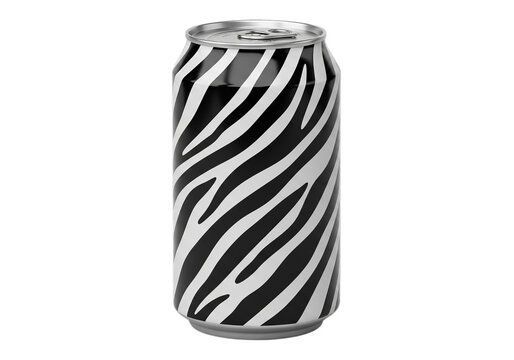 A can with a zebra print design on it isolated on transparent background