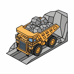 Heavy Duty Mining Dump Truck Loaded with Rocks. © Wahyuuu