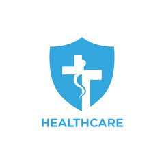 Fototapeta premium Blue Shield with Medical Cross and 