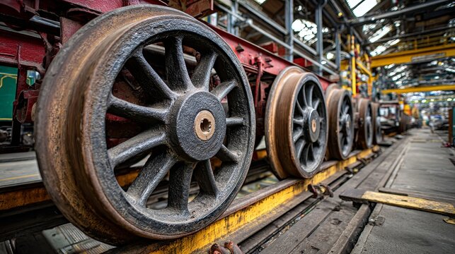 Train wheels set on a maintenance platform