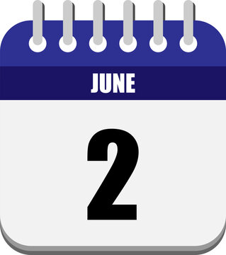 June 2nd Calendar Icon - A Simple Graphic Illustration Showing the Date and Month