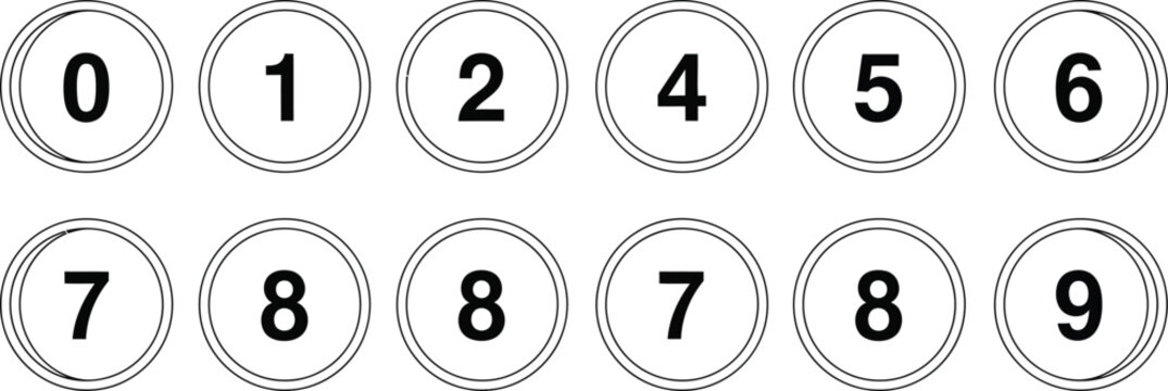 A set of numbered circles with digits 0 9