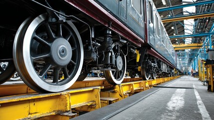 Fototapeta premium Train wheels set on a maintenance platform
