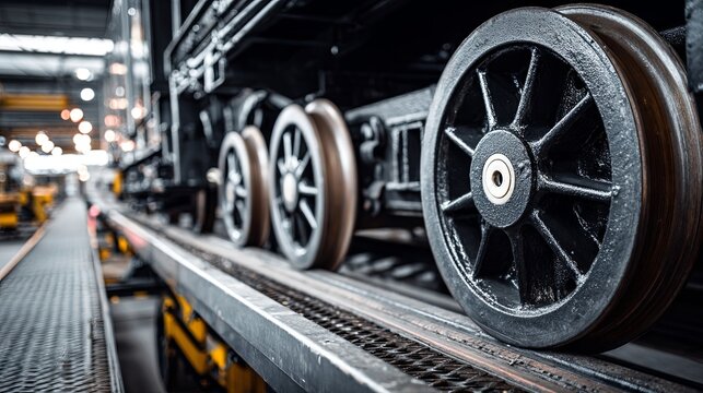 Train wheels set on a maintenance platform