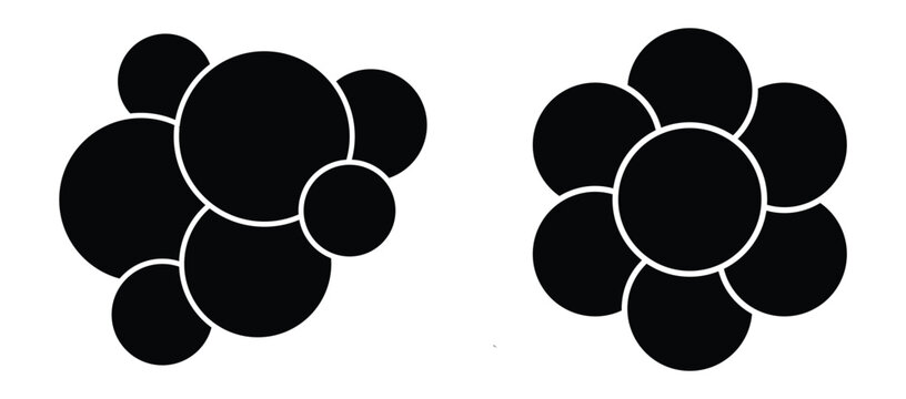 Circle photo collage set. Multiple circle photo collage grid template.  black and white picture wall album for abstract background. Vector illustration