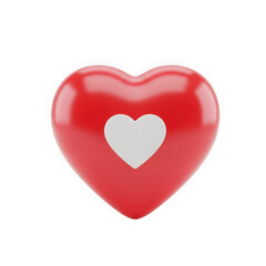 Fototapeta premium A shiny red heart with a white smiley face design in the center isolated on transparent background
