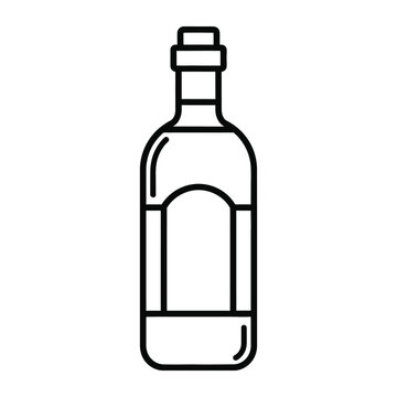 Minimalist Wine Bottle Icon, Simple Beverage Container Vector Art, Clean Alcohol Liquid Packaging Outline Graphic