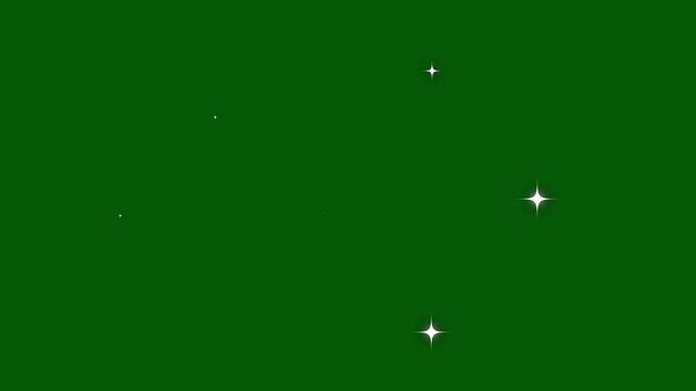 Shiny glowing stars fairy twinkle stars green screen glitter sparkle background star twinkling animation blinking light effect white cartoon flat vector doodle shining 4K loop