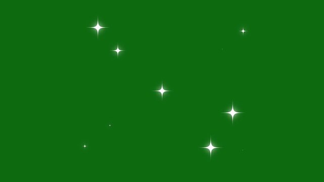 Twinkling stars animation white cartoon blinking stars flat vector doodle sparkle glowing light trails 2D shining twinkle effect transparent background glitter sparkle green screen loop 4k