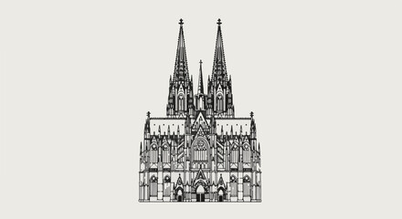 Obraz premium Ornate gothic cathedral with twin spires and intricate facade detail