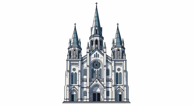 Ornate Gothic-style cathedral with multiple spires, rose window, and arched doorways