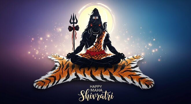 Shivratri Hindu Festival Meditation Illustration.