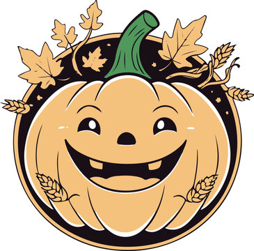 Smiling pumpkin character, harvest theme sticker 2
