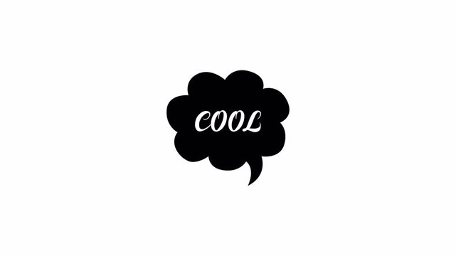 Minimalist animated speech bubble with cool text on white background and pop up motion effect.