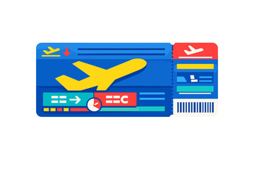 Fototapeta premium Flight ticket design with plane graphics in a digital style showing departure details and travel information