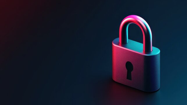 Metallic padlock with keyhole symbolizes digital security and multi factor authentication on a dark background
