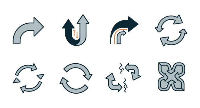 Collection of various arrow icons for navigation and direction