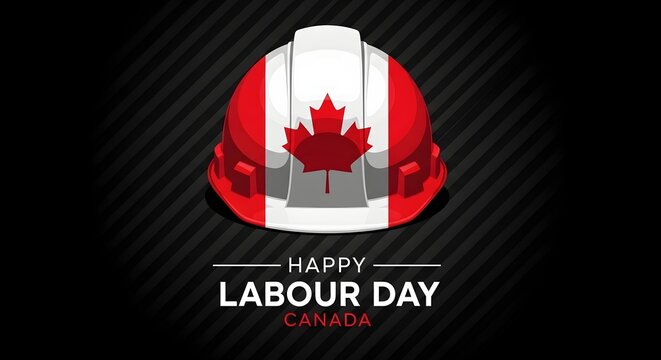 Canadian labour day celebration with patriotic maple leaf emblem