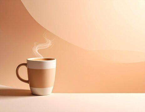 Kaffeetasse am oberen Rand auf warmem Farbverlauf