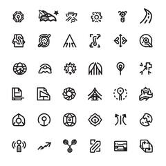 Fototapeta premium Universal Minimalist UI, Time Management, and Analytics Line Icons