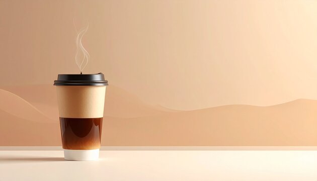 Kaffeetasse am oberen Rand auf warmem Farbverlauf