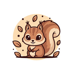 Fototapeta premium Adorable cartoon squirrel illustration with big eyes and bushy tail.