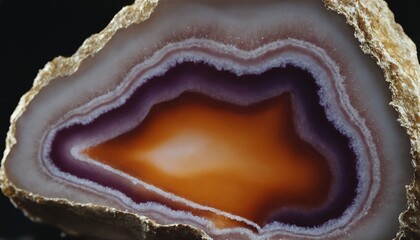 Fototapeta premium Agate Geode Slice Macro, Amethyst Crystals