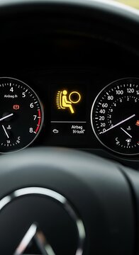 Dashboard warning light illuminated in a vehicle.