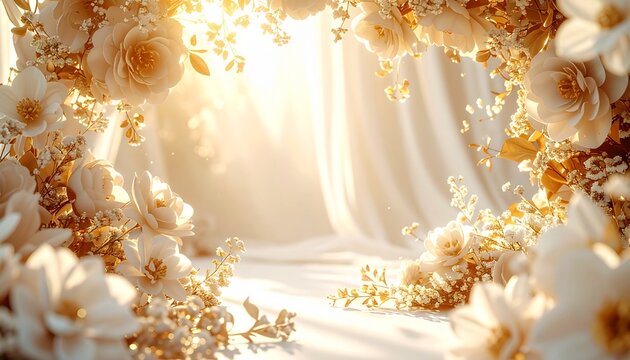 ホワイトとゴールドの上品なウエディング背景素材