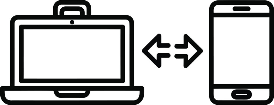Laptop and mobile phone syncing data