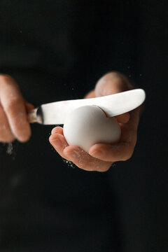 Carefully Measuring Sugar Quantities In Domestic Baking Using Gentle Studio Light And Angles