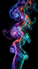Obraz premium Abstract Colorful Smoke Rising on black background