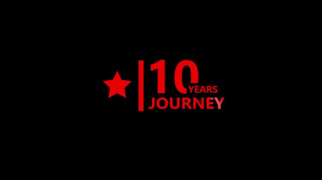 10 anniversary bold red glowing typography with star icon on dark background highlighting corporate milestone success achievement modern visual branding concept 4k animation video