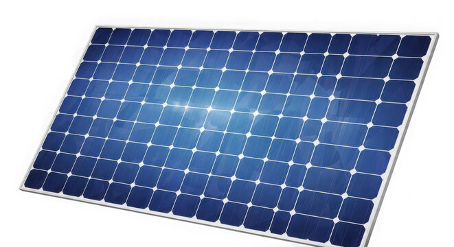Blue solar panel module for sustainable energy isolated on transparent background