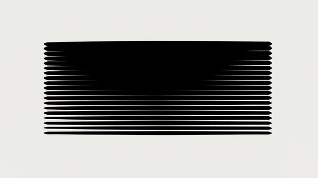 Time lapse animated drawing of black horizontal lines forming filled rectangle on white background with static view of stacking strokes