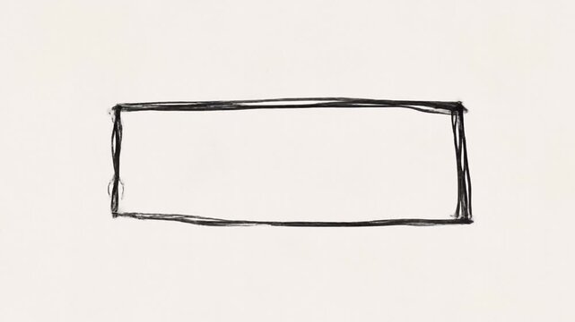 Static shot of hand drawn rectangle morphing and expanding into rounded shape on paper sheet in studio setting