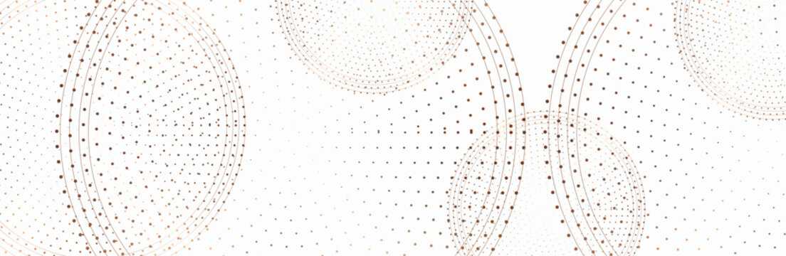 Abstract gold glowing halftone dotted background. Gold glitter pattern in circle form on whte background. 
Circle halftone dots. Vector illustration