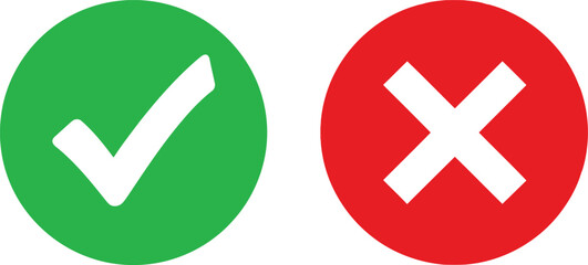 Obraz premium A graphic representation showing a green checkmark symbol next to a red cross mark icon sign Vector