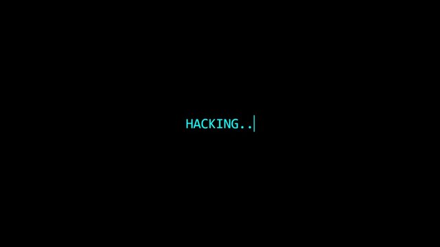 Cybernetic Intrusion: 'HACKING..' Text Display on Dark Screen