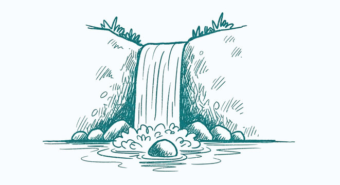 Hand Drawn Waterfall Illustration