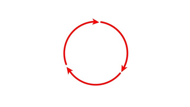 Red Circle arrows. Circular process, rotate the infographic element. Round step loop, sync loading arrow symbol. simple round circle 
