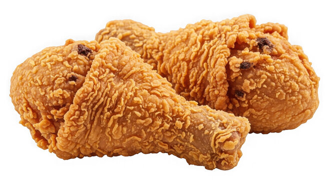 Crispy fried chicken drumsticks isolated on transparent background