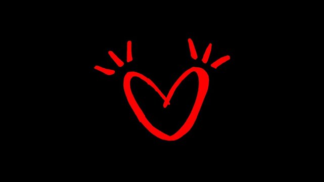 Stop-motion animation featuring a hand-drawn doodle heart with accent marks, presented in a seamless loop in 4K resolution.