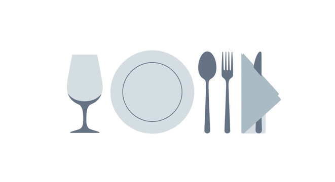Elegant Table Setting with Plate, Wine Glass, Cutlery, and Napkin